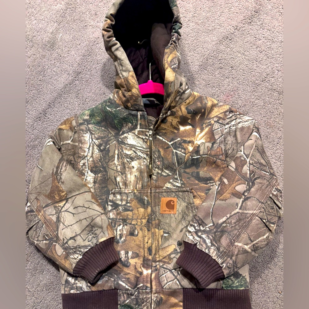 Boys Camo Carharrt Heavy Jacket size XXS (4/5)